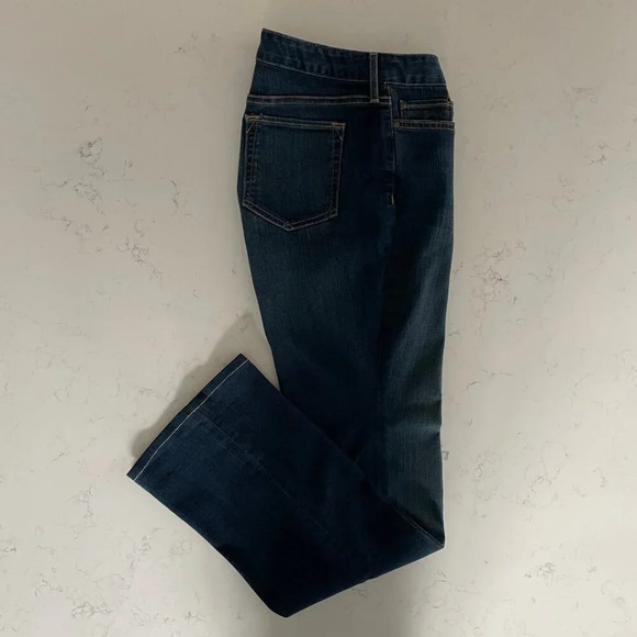 Eddie Bauer Brook Curvy Boot Cut 5 Pocket Med Dark Wash Denim Jeans Blue Sz 4 - Picture 11 of 11